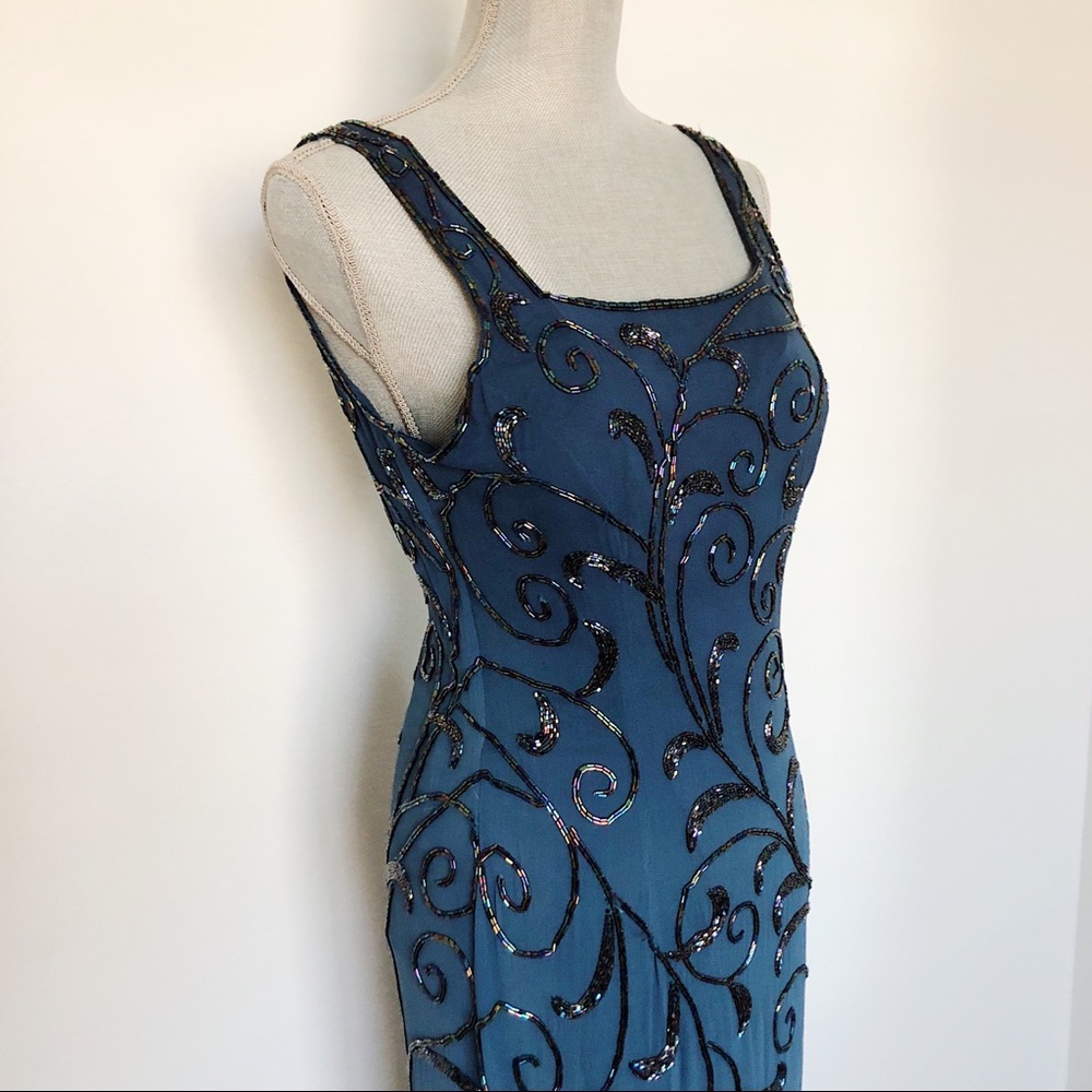 Vintage Sequin Ombré Blue Dress Gown